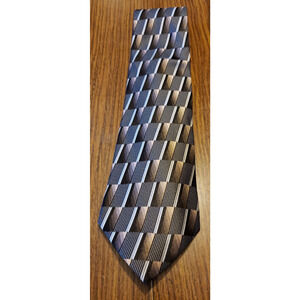 Stafford Essentials Silk Geometric Square Pattern Black Bronze Necktie Tie